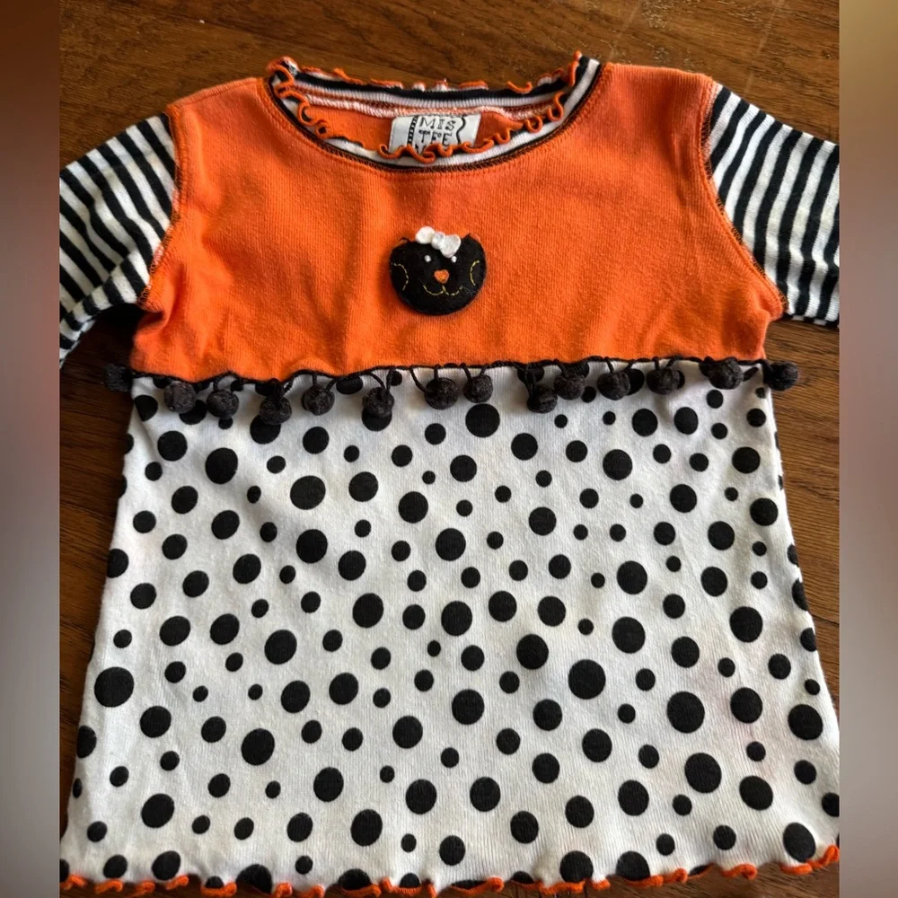 Miss Tee V-Us Orange and Black Striped Polka Dot‎ Outfit